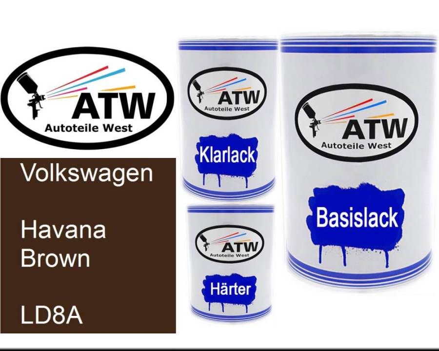 Volkswagen, Havana Brown, LD8A: 500ml Lackdose + 500ml Klarlack + 250ml Härter - Set, von ATW Autoteile West.